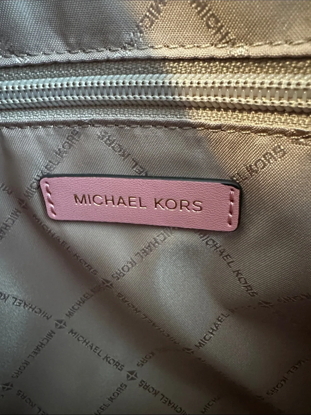 Michael Kors Pink Embossed MK Satchel with Logo Strap